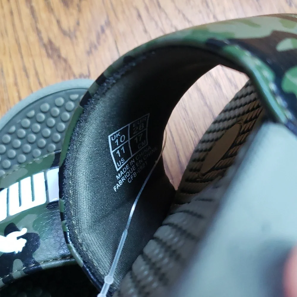 NWT Cool Cat Camo Slide Sandal Green Camouflage Kids Size 11